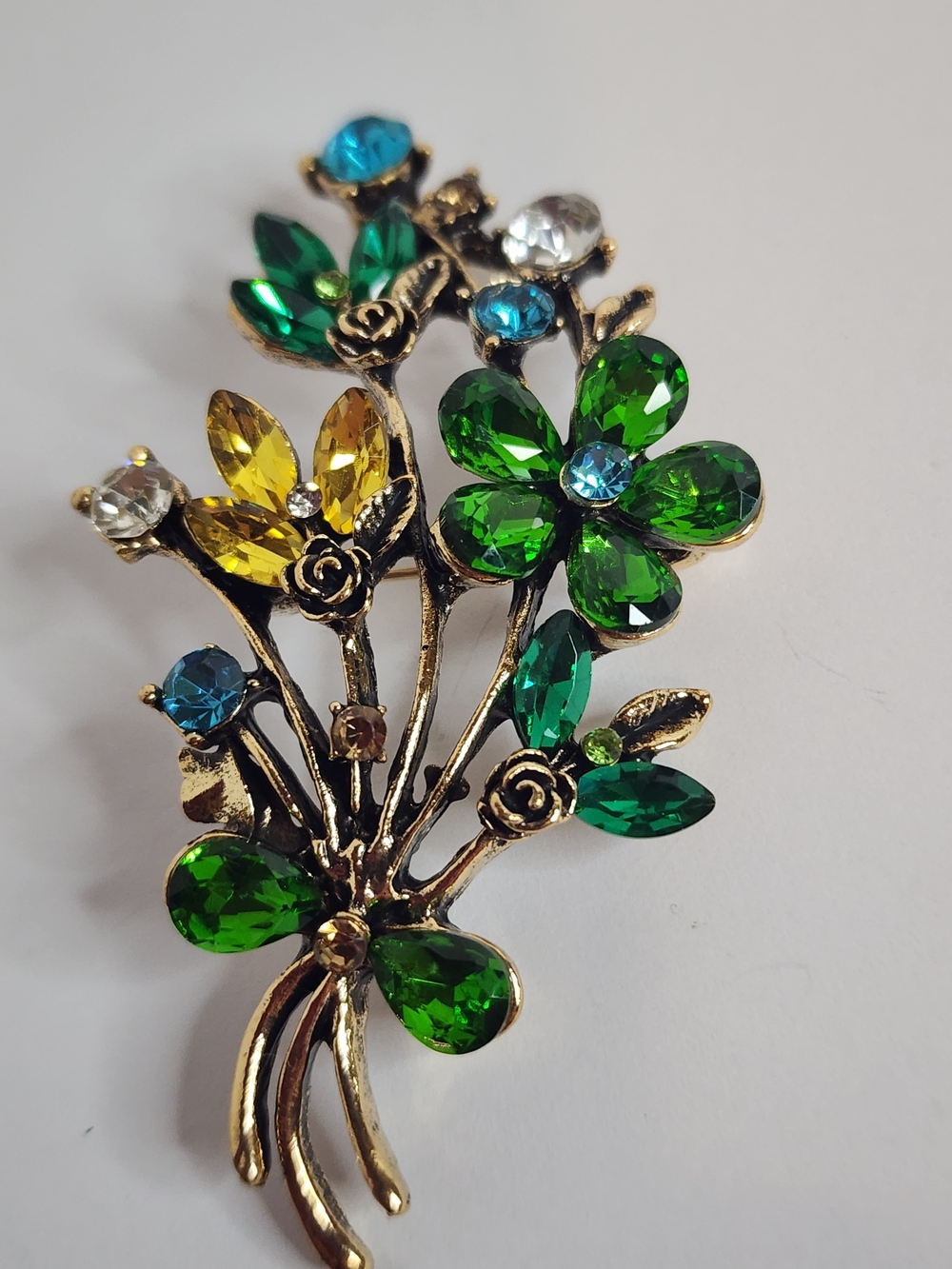Vintage Inspired Multi-Colored Floral Brooch. NWOT.  2.75" X 1.5"